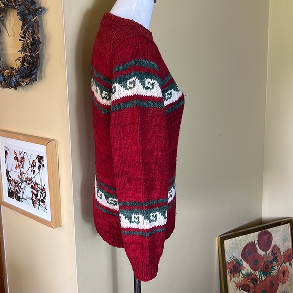 Vintage HandKnit ONE OF A KIND Size Medium 100% Wool Crewneck SKI Nordic Bolivia - Picture 4 of 12